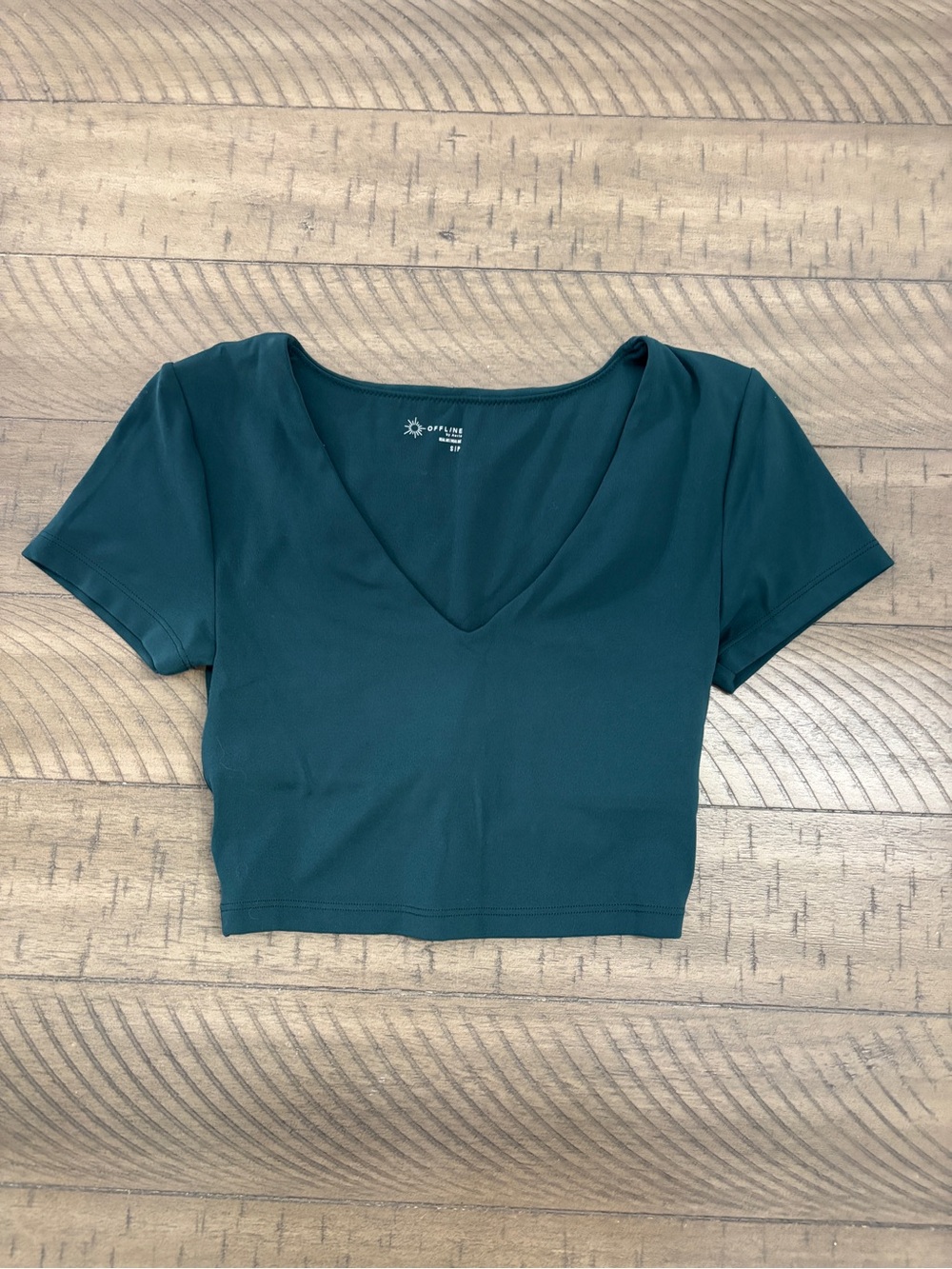Deep Teal V-Neck Cropped Tee - Women's Short Sleeve